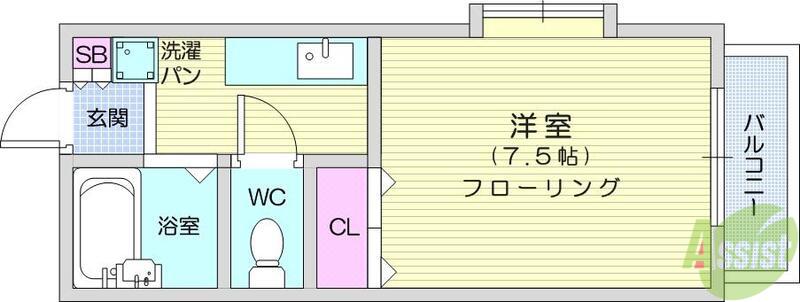 クレスト長町南(1K/1階)の間取り写真