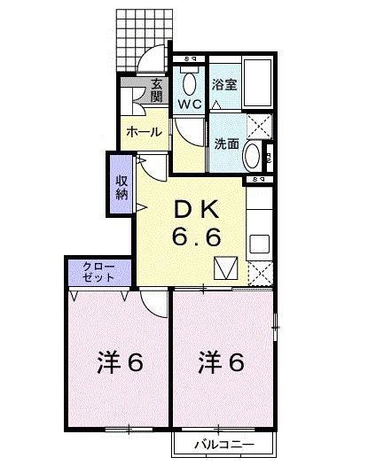 ヌーベルスリーA(2DK/1階)の間取り写真