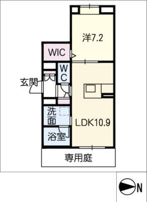シャーメゾン岩塚(1LDK/1階)の間取り写真