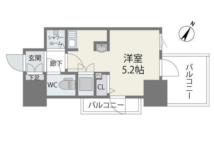 MODERN PALAZZO 天神南II(ワンルーム/5階)の間取り写真