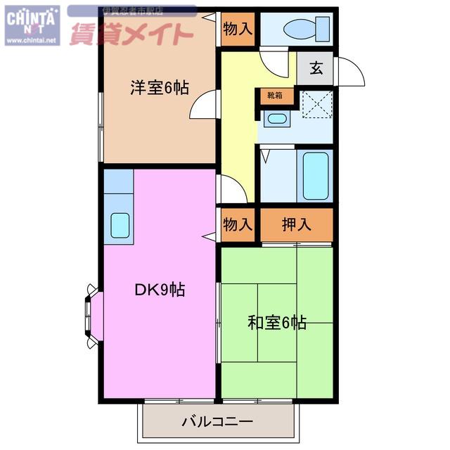 フラット立石(2DK/2階)の間取り写真