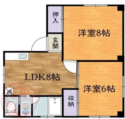 渡辺マンション(2LDK/4階)の間取り写真