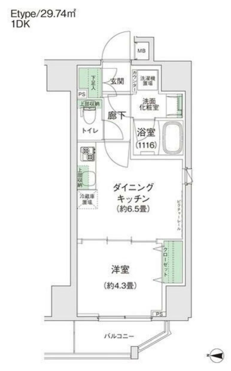 スタイリオ蒲田II(1DK/11階)の間取り写真