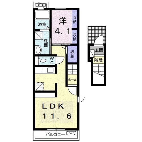 パークメゾン華VI(1LDK/2階)の間取り写真