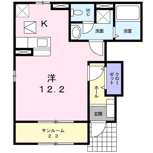 ラフィネ(1K/1階)の間取り写真