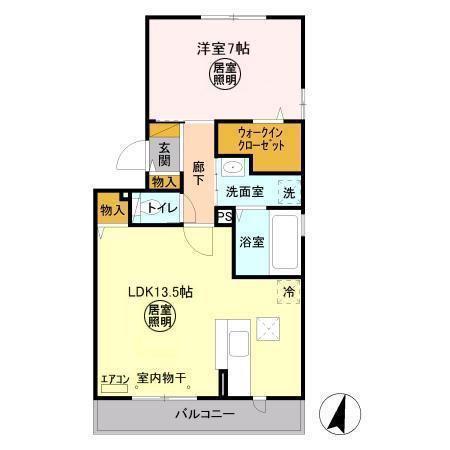 クレスティーユ(1LDK/1階)の間取り写真