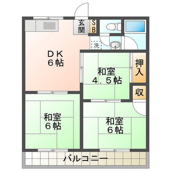 コーポ一幸(3DK/1階)の間取り写真