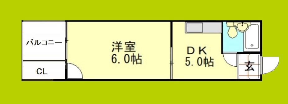 サン我孫子マンション(1DK/4階)の間取り写真