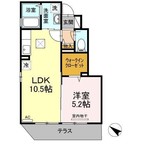 ボナール緑井(1LDK/1階)の間取り写真