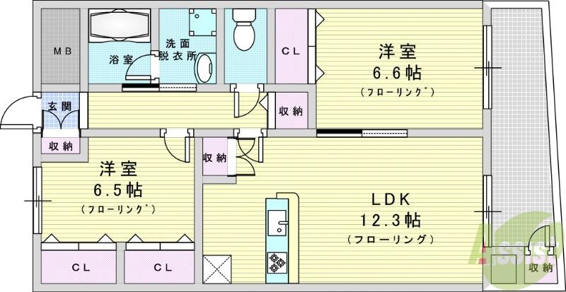 淀川ウエストタワー(2LDK/7階)の間取り写真
