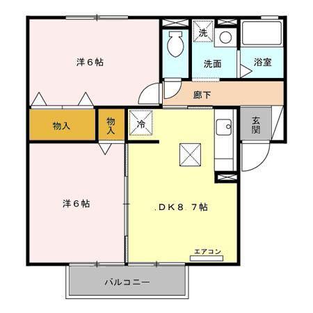 LAFORET結城 C棟(2DK/1階)の間取り写真