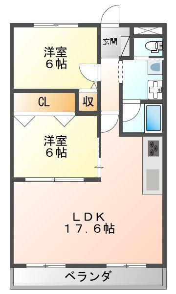 カサフィオーレ樋口(2LDK/3階)の間取り写真