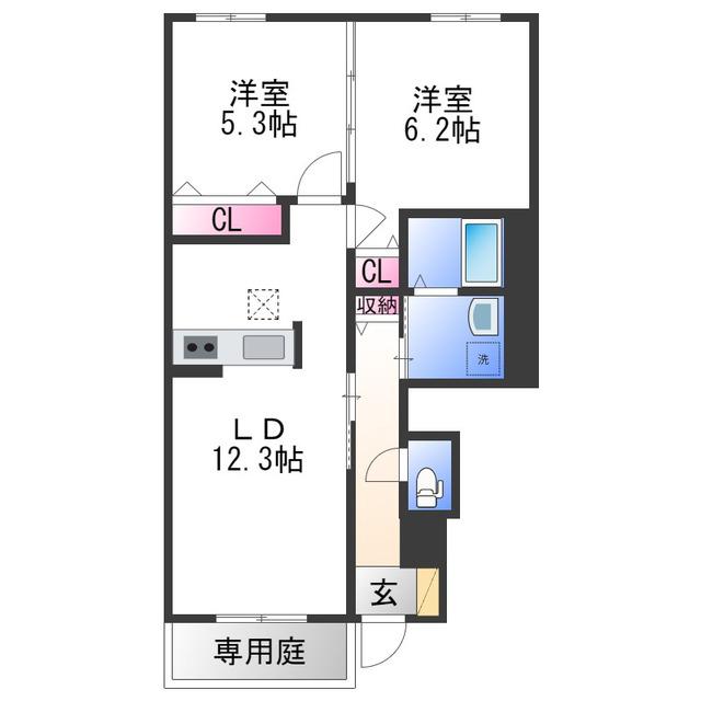 シャーメゾンオーキッド(2LDK/1階)の間取り写真