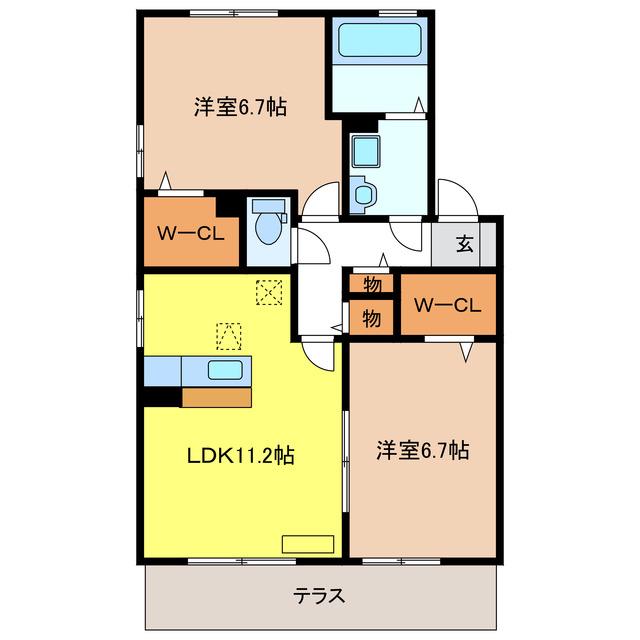 リバーサイド80(2LDK/1階)の間取り写真