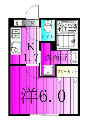 アリロッセ新鎌ヶ谷(1K/1階)の間取り写真