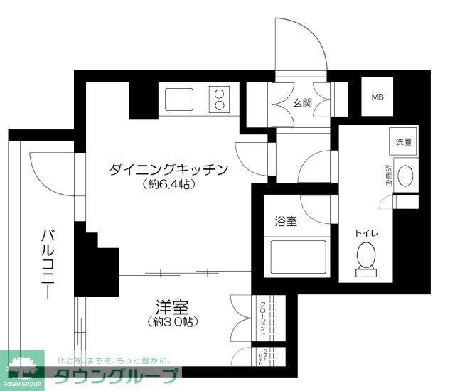 TAS田園調布レジデンス(1DK/4階)の間取り写真