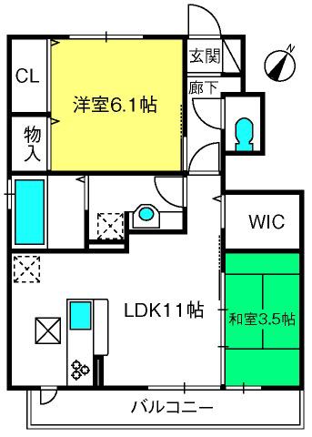 埼玉高速鉄道 鳩ケ谷駅 徒歩8分 2階建 築11年(2LDK/1階)の間取り写真