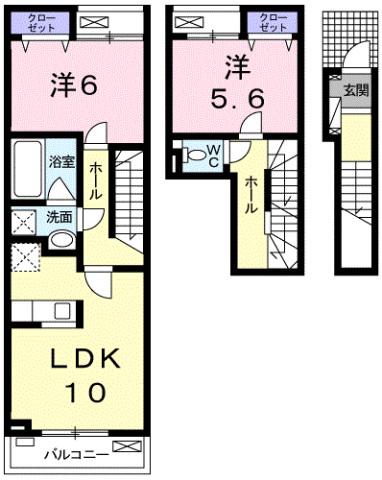 ヴァンヴェールV 203(2LDK/2階)の間取り写真