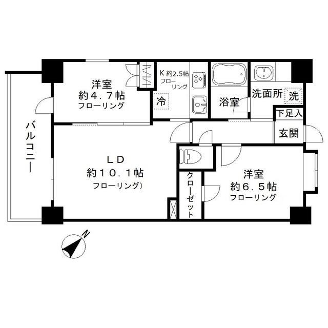 オーチャード(2LDK/12階)の間取り写真