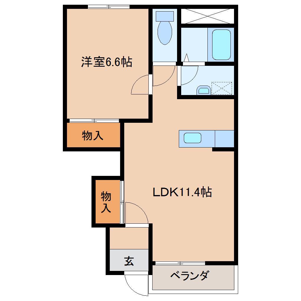 フォーシーズンズ耳成(1LDK/1階)の間取り写真