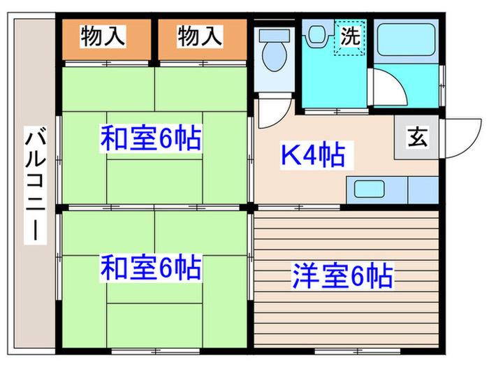 SSコーポ(3K/2階)の間取り写真