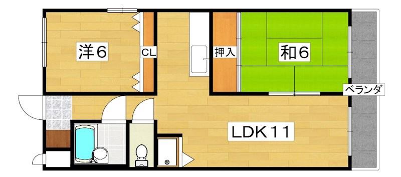 サンプラザ香里(2LDK/2階)の間取り写真