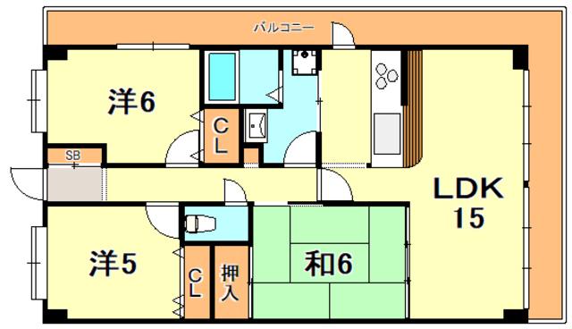 ラウムズ垂水(3LDK/2階)の間取り写真