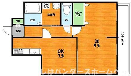 サンシャーリー(1DK/1階)の間取り写真