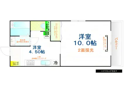 ハイツフレンド力丸V(1K/1階)の間取り写真