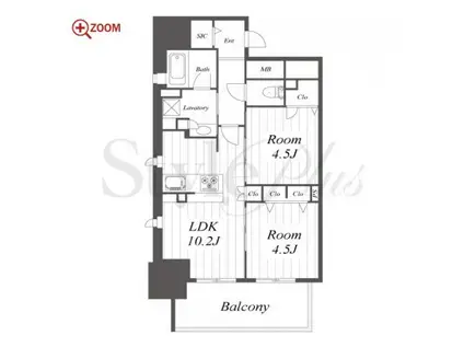 プレサンスロジェ名古屋久屋大通公園(2LDK/14階)の間取り写真