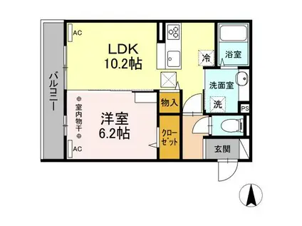 アリビオ前橋(1LDK/1階)の間取り写真
