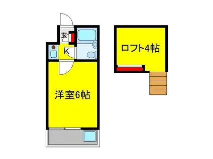 ジュネパレス新検見川第3(1K/2階)の間取り写真