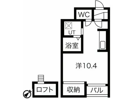 フェルトHANDEN A棟(1K/1階)の間取り写真