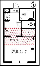 プリンスコート上余田C(1K/2階)の間取り写真