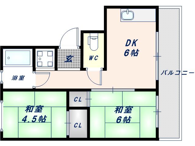 ハイツタカハシ(2DK/3階)の間取り写真