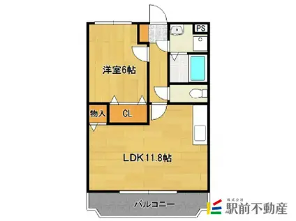 ユーミー姫方(1LDK/3階)の間取り写真