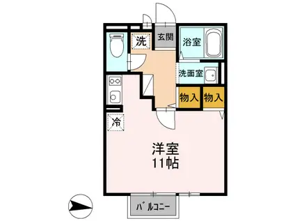 ブルームプライム(ワンルーム/2階)の間取り写真