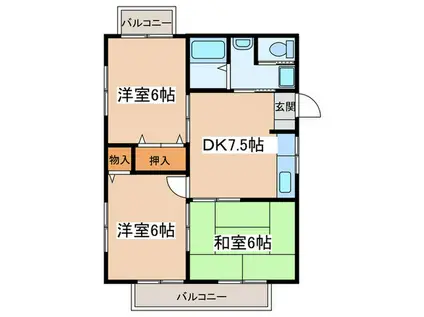 アパ-ト笠窪シオン(3DK/2階)の間取り写真