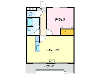 メゾン丸山(1LDK/1階)の間取り写真