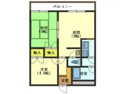 第2シャトウはまなす(2LDK/1階)の間取り写真