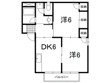 すとりーむ緑ハイツA・B・C(2DK/2階)の間取り写真