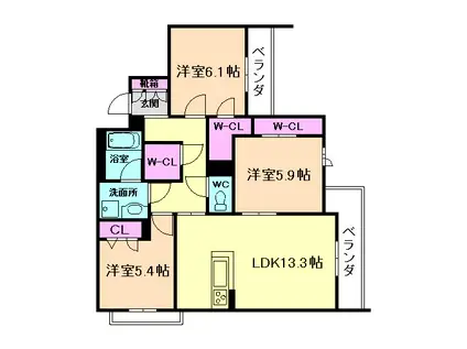 グランファミール箕面小野原(3LDK/3階)の間取り写真