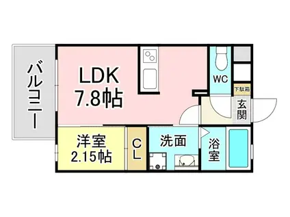 STUDIE小倉離宮(1LDK/2階)の間取り写真