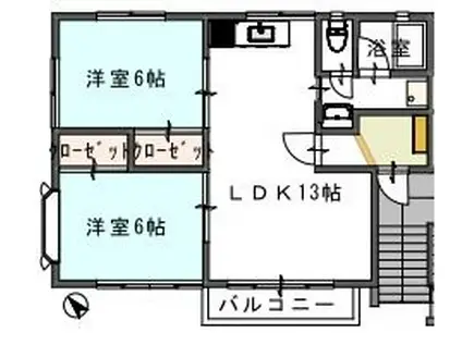 ブッシュクローバー佐鳴台(2LDK/1階)の間取り写真