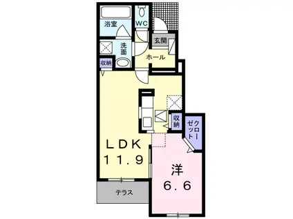 ひまわりI(1LDK/1階)の間取り写真