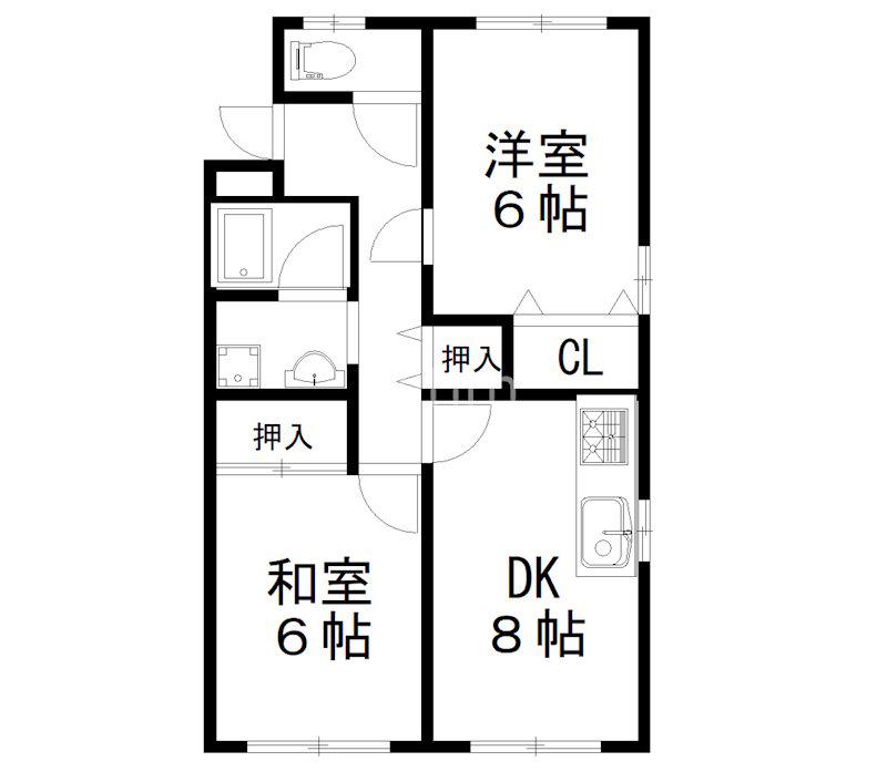ブランネイジュ(2DK/1階)の間取り写真