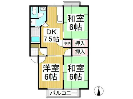 稲田ライブタウンB棟(3DK/1階)の間取り写真