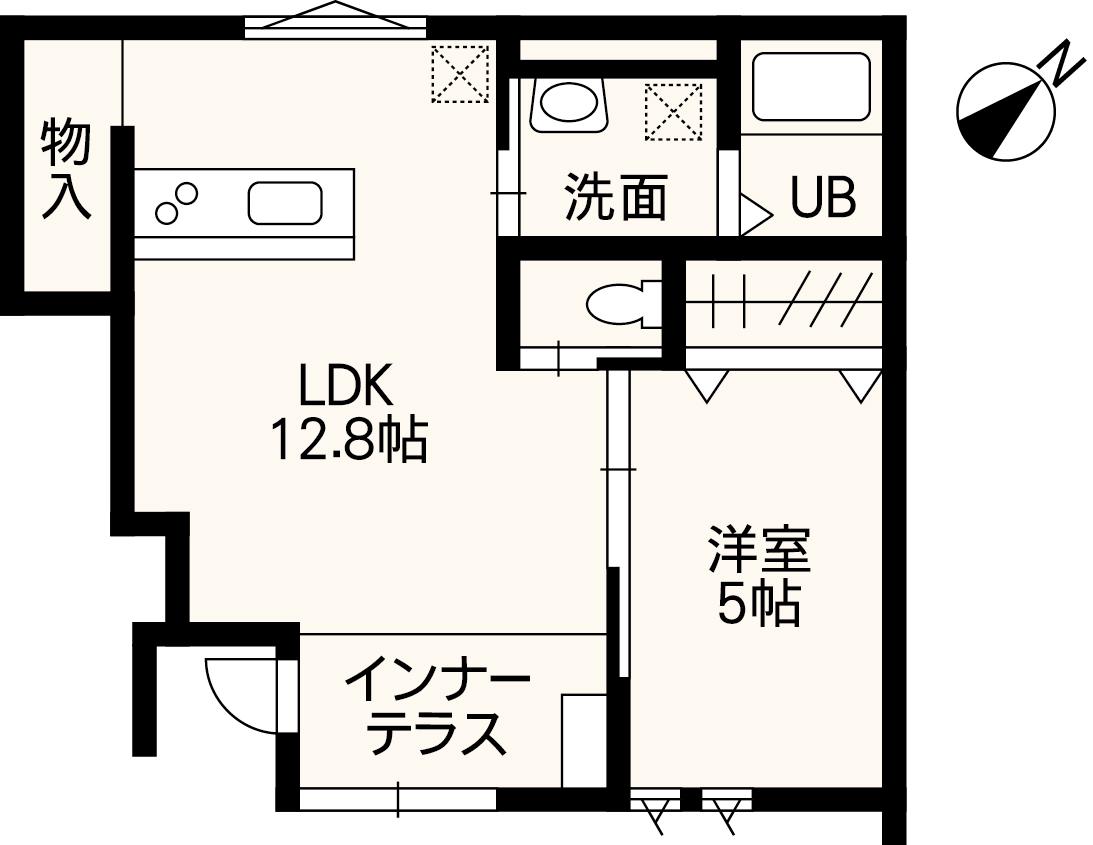 ホワイトステージSUYA(1LDK/1階)の間取り写真