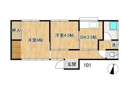 梅田アパート(2DK/1階)の間取り写真