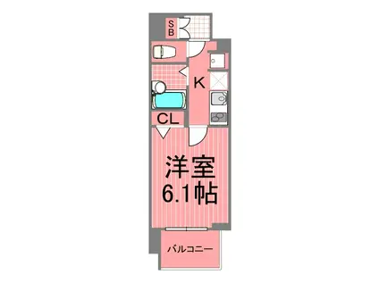 エステムプラザ横濱みなとみらいウエスト(1K/6階)の間取り写真